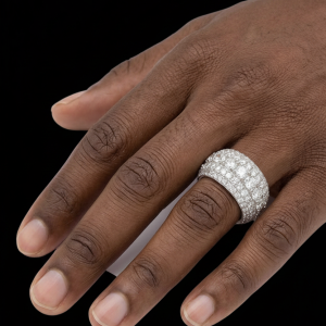 Iced Out Chunky Silver Moissanite Band