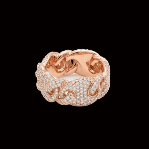 Iced Out Rose Polished Pig Nose Link Unisex Moissanite Band