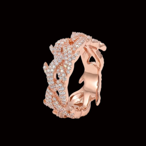 Iced Rose Polished Thorn Unisex Moissanite Band