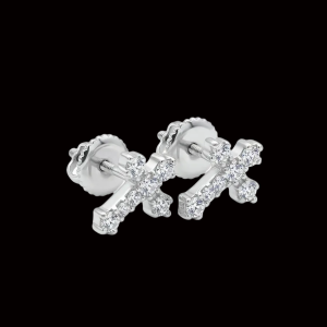 Blingy Long Cross Silver Moissanite Stud Earrings