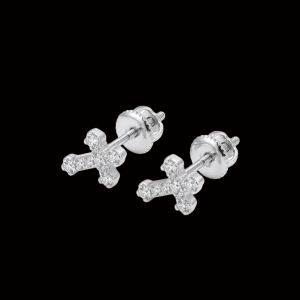 Blingy Long Cross Silver Moissanite Stud Earrings