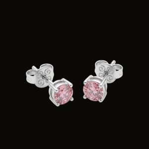 Blushed Pink Silver Moissanite Stud Earrings