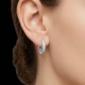 Classy Silver Daily Wear Moissanite Hoop Earrings
