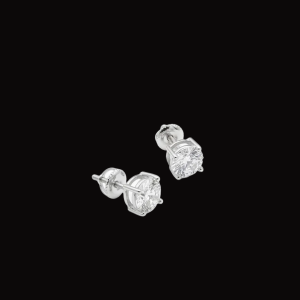 Classy 4 Prong Silver Moissanite Stud Earrings