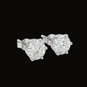Shining 6 Prong Solitaire Silver Moissanite Stud Earrings