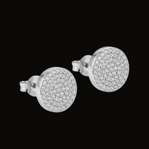 Iced Out Flat Clustered Silver Moissanite Stud Earrings