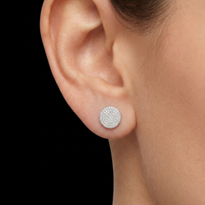 Iced Out Flat Clustered Silver Moissanite Stud Earrings
