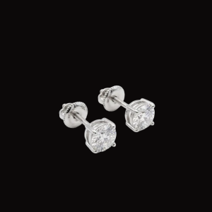 Clean Round Silver Moissanite Stud Earrings