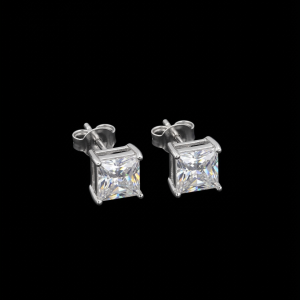 Dripped Out Princess Cut Silver Moissanite Stud Earrings