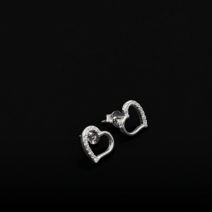 Adorable Heart Shaped Silver Moissanite Stud Earrings