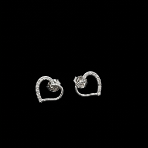 Adorable Heart Shaped Silver Moissanite Stud Earrings