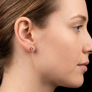 Cutesy Pink Yellow Polished Bezel Set Moissanite Stud Earrings