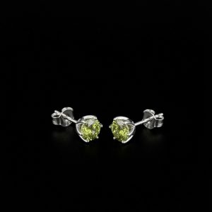 Unique Green Lotus Silver Moissanite Stud Earrings