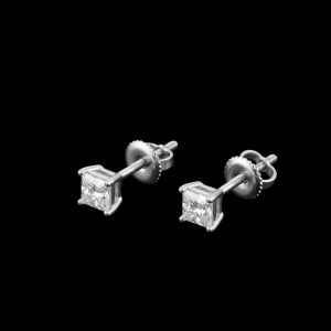 Princess Cut Blingy Silver Moissanite Stud Earrings