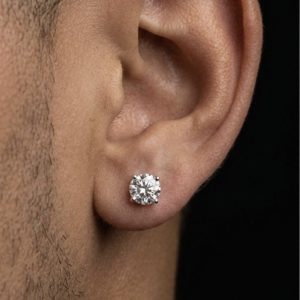 Classy 4 Prong Silver Moissanite Stud Earrings