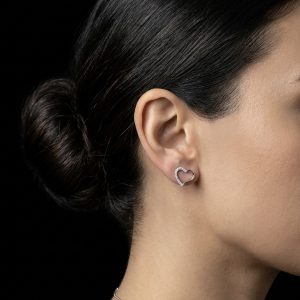 Adorable Heart Shaped Silver Moissanite Stud Earrings