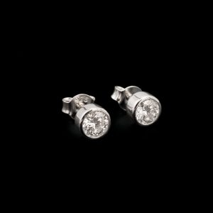 Cutesy Bezel Set Silver Moissanite Stud Earrings
