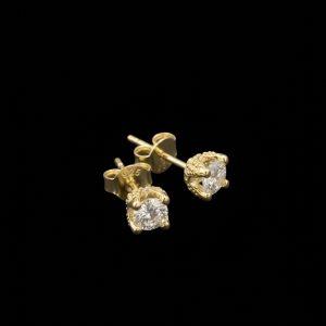 Iced Out Yellow Polished Crown Setting Moissanite Stud Earrings