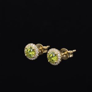 Beautiful Yellow Polished Green Moissanite Stud Earrings