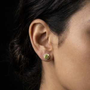 Beautiful Yellow Polished Green Moissanite Stud Earrings