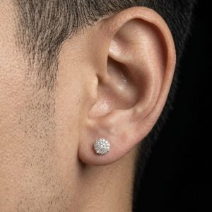 Blingy Flat Circle Silver Moissanite Stud Earrings