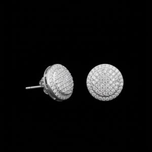 Statement Layered Circle Silver Moissanite Stud Earrings