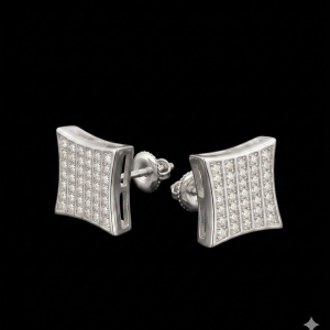 Exquisitely Designed Silver Moissanite Stud Earrings