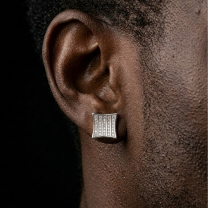 Exquisitely Designed Silver Moissanite Stud Earrings