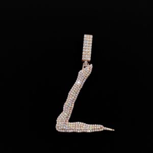 Iced Out 'L' Rose Polished Moissanite Pendant
