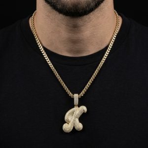 Iced Out 'K' Yellow Polished Moissanite Pendant