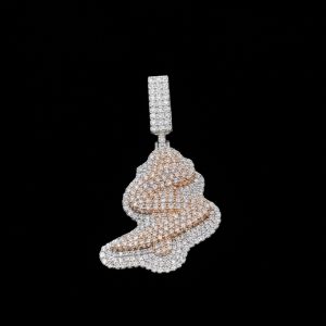 Iced out Two-toned 'S' Silver Moissanite Pendant