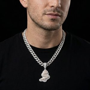 Iced out Two-toned 'S' Silver Moissanite Pendant