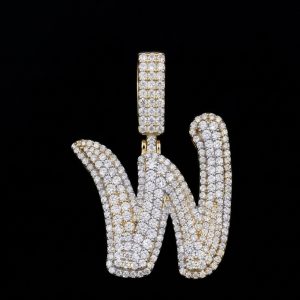 Blinged Out Yellow Polished 'W' Moissanite Pendant
