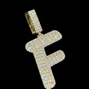 Blinged Out Yellow Polished 'F' Moissanite Pendant