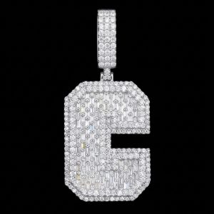 Blinged Out Thic 'C' Silver Moissanite Pendant