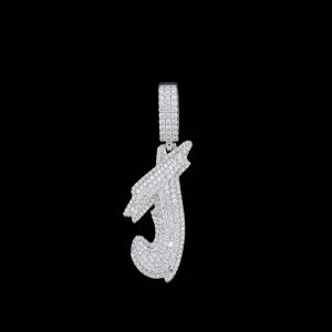 Blinged Out 'J' Silver Moissanite Pendant