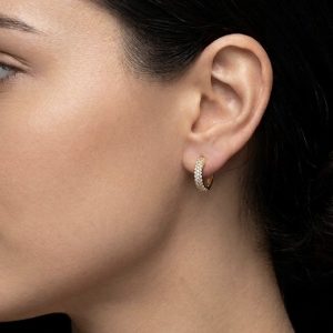Beautiful Yellow Polished Triple Line Moissanite Hoop Earrings