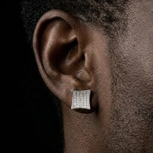 Exquisitely Designed Silver Moissanite Stud Earrings