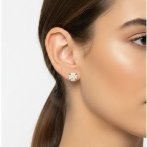 Iced Out 4 Prong Yellow Polished Moissanite Stud Earrings