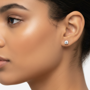 Simplistic Iced Out Silver Moissanite Stud Earrings