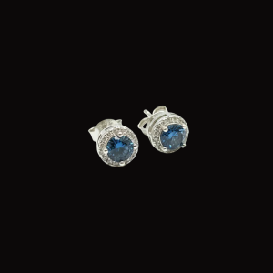 Stunning Blue Stone Silver Moissanite Stud Earrings