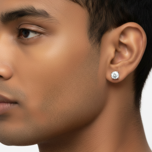 Classic Daily Wear Silver Moissanite Stud Earrings
