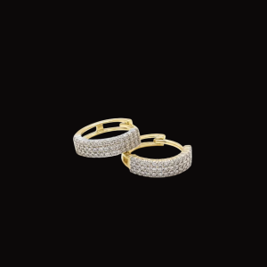 Beautiful Yellow Polished Triple Line Moissanite Hoop Earrings