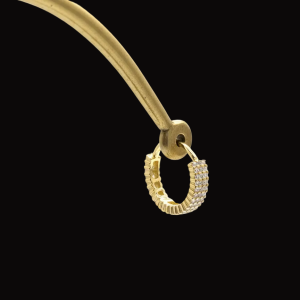Beautiful Yellow Polished Triple Line Moissanite Hoop Earrings