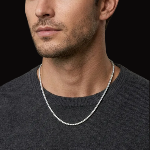 Iced Out Silver Moissanite Tennis Chain - (2MM Width)