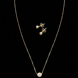 Elegant Yellow Polished On Silver Moissanite Pendant Set w/ Chain