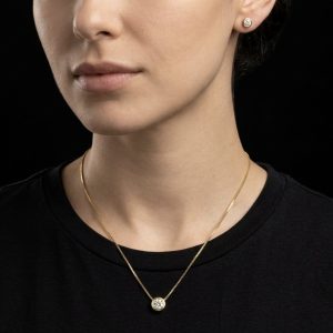 Elegant Yellow Polished On Silver Moissanite Pendant Set w/ Chain
