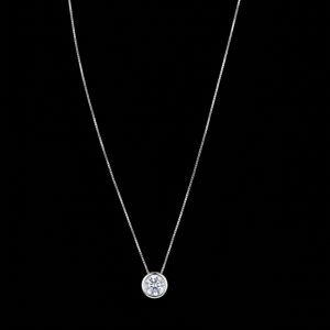 Classic & Sleek Round Silver Moissanite Pendant w/chain