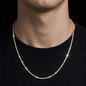 Iced Out Rose Polished Moissanite Tennis Chain- (2 MM Width)