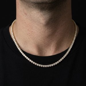 Iced Out Yellow Polished Moissanite Tennis Chain - (3 MM Width)